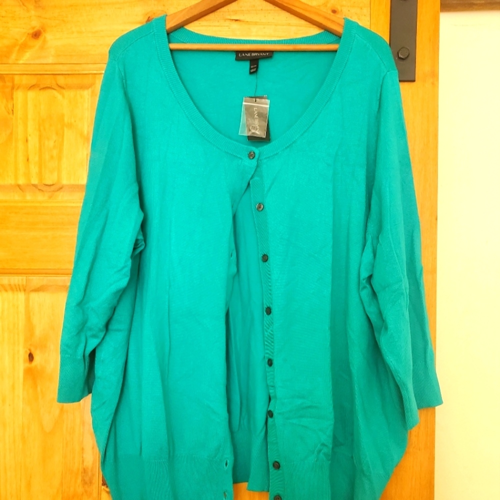 Lane Bryant teal button up cardigan- NWT!